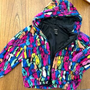 Desigual Multicolored print faux fur jacket